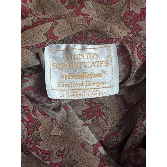 Vintage Pendleton|Country Sophisticates|LS Blouse|Floral|Red/Tan|SZ 8 - Picture 6 of 9